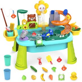 Water Table for Toddlers 1-3 with Electric Water Pump, Water and Sand Table for Kids Ages 4-8, Play Sink with Running Water, Outdoor Toys for Boys and Girls