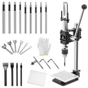 Leather Hole Puncher, Belt Hole Puncher for Manual Press Machine,Setting Rivets,Button Snaps(with Chuck, Aluminum Plate, PP Plate and 16 pcs Tools for Leather DIY Craft)