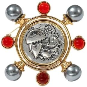 Brooch art retro asymmetrical red glass pin suit anti-exposure accessories