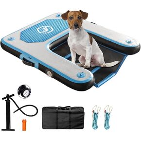 Inflatable Plank Dog Float Ramp,Up to 180lbs Dog Water Ramp Ladder with Non-Slip Dock Platform for Swimming Pool,Boat,Lake