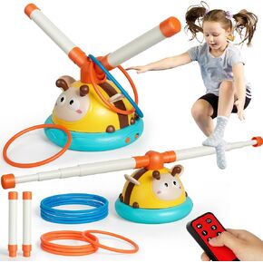 2-in-1 Musical Jump and Toss Ring Game Toy, Outdoor Toys for Kids Ages 4-8 and Toddler 1-3, 3-5, Indoor and Outside Jump Toy with 4 Speeds and Remote Control