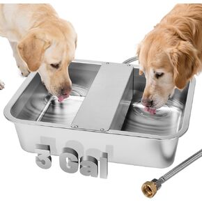 3 Gallon Automatic Dog Water Dispenser, Large Dog Water Bowl Dispenser for Outdoor, Stainless Steel Pet Bowl for Waterer Auto Fill Pet Waterer for Livestock Dogs Cats Chicken Fit 3/4'' GHT Faucet