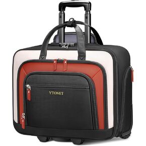 Ytonet Rolling Laptop Bag, Rolling Briefcase for Women with Lock, 17.3 Inch Laptop Bag with Wheels, Roller Bag with Insulated & Dry-wet Separation Pocket, Teacher Bag for Work Travel Business College