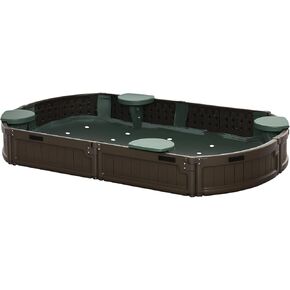 Outsunny Kids Outdoor Sandbox with Cover Garden Bed Sand Pit, Easy Assembly Children's Oval Sandbox for Backyard, Brown, 72" x 41.25" x 8.75"