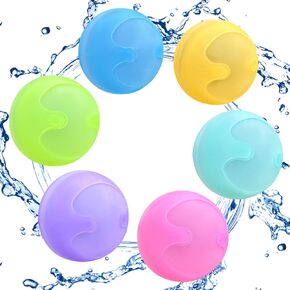 6 Pcs Reusable Water Balloons, Magnets-Free Refillable Water Balloons Quick Fill, Summer Beach Outdoor Backyard Pool Party Game for Kids Adults