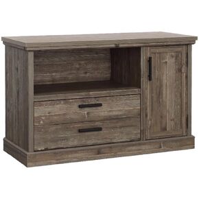 Pemberly Row Contemporary Engineered Wood Credenza in Pebble Pine/Brown