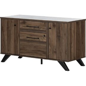 ساوث شور هيلسي 2-drawer credenza مع الأبواب ، الجوز الطبيعي
