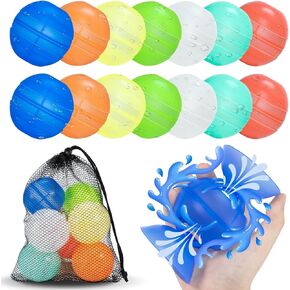 Reusable Water Balloons 21 Pack Unique Double Water Inlet Silicone Water Bomb Pool Toys Non-Magnetic Quick Fill Self Sealing Water Splash Balls Games for Kids 3-12 Summer Outdoor Beach Activities Gift
