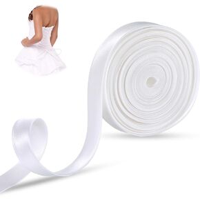 393.7 Inches Women's Tie Back for Wedding Gown, White Adjustable Fit Satin Corset Ribbon Back Lace up Corsets Replacement Zipper or Buttons Belt Accessories