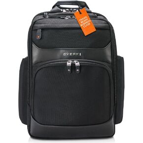 Everki Onyx Premium Business Executive Laptop Backpack - Ballistic Nylon and Leather Office Backpack Laptop Bag, Travel Friendly Office Bagpack, Dedicated Compartment up to 15.6 Inch (EKP132N), Navy