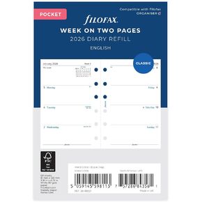 Filofax Pocket Week on two pages English 2026 diary 26-68221