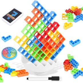 70 Pcs Tetra Tower Stack Game, Tetra Balance Tower Game for 2 Players+, Building Blocks Stacking Balance Games Toys for Kids, Adults, Friends, Classroom, Family and Travel Party