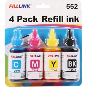 Sublimation Ink for Epson ET-8550 ET-8500 Refill Bottles Wide-Format Supertank Printers Heat Press Transfer on T-Shirt Tumblers (135ml BK, 70ml C M Y) High Capacity
