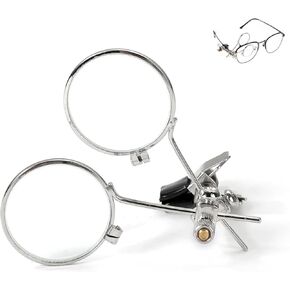 Jeweller's Eye Loupe on Glass, 10X Double Loupe Lens Clip on Retro Magnifier Jewellery Making Repair Tool