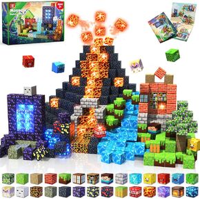 150 PCS Magnetic Blocks with Light Blocks - Magnet Tiles Toys for Kids, Boys and Girls, Magnetic Building Blocks Cubes, Stacking Magnets for Kids, Birthday Gifts for Boys and Girls Age 3+ Years Old