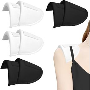 4 Pairs Shoulder Pads for Women's Clothing, 0.6in No Sew Self-Adhesive Foam Padding, Breathable Set-in High Low Sponge Pad for Blazer Suit T-Shirt, Non-Slip Sewing Supplies (White & Black)