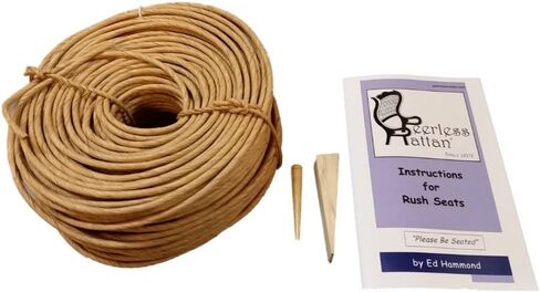 Fibre Rush Seating Kit with Full Color Instructions by Ed Hammond, 350' Coil of 5/32 Fiber Rush Kraft Brown, Plus a Peg and a Wedge (5/32 (350') in Saudi Arabia