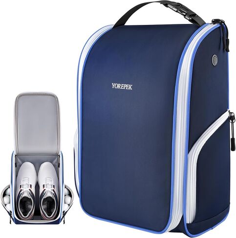 YOREPEK Golf Shoe Bag, with 3 Pockets for Socks, Gloves, Tees, Balls, Brush, Designed with a Buckle Top Carry Handle, Zippered Sport Shoe Carrier Bags with Ventilation, Golf Gifts for Men Unique,Blue in Kuwait
