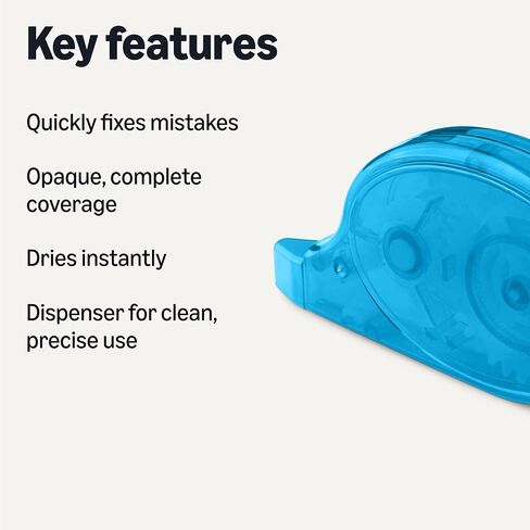 Amazon Basics White-Out Correction Tape with Dispenser, 10-Pack, Fast, Clean and Easy to Use Tear-Resistant Tape Office or School Supplies, Green, Orange, Purple, Red, Blue in Saudi Arabia