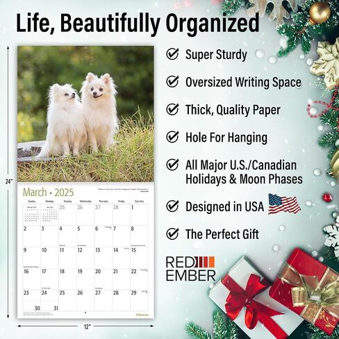 RED EMBER Jack Russell Terriers 2024 Hangable Monthly Wall Calendar | 12" x 24" Open | Thick & Sturdy Paper | Giftable | Cute Dog | Next-Level Adorable in Saudi Arabia