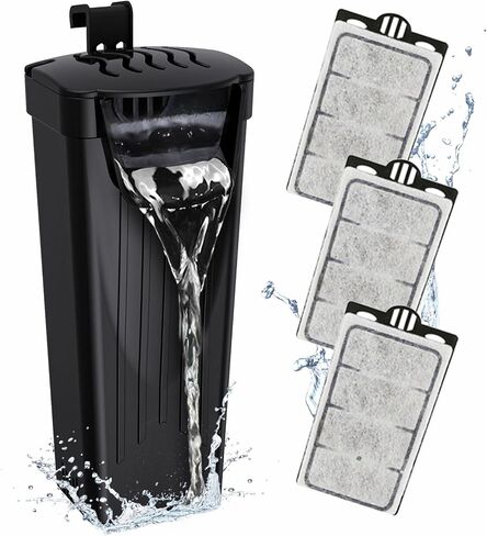 Turtle Tank Filter 74GPH, Low Water Level Turtle Tank 3.5W Fish Tank Aquarium Filters for Small Tanks up to 15 Gallons Include 3 Replacement Cartridges.(Black) in Kuwait