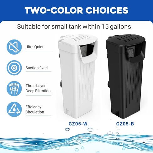 Turtle Tank Filter 74GPH, Low Water Level Turtle Tank 3.5W Fish Tank Aquarium Filters for Small Tanks up to 15 Gallons Include 3 Replacement Cartridges.(Black) in Kuwait