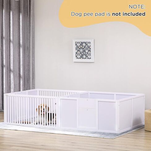PawHut Whelping Box for Dogs Built for Mother's Comfort, Dog Whelping Pen with Removable Doors, Puppy Playpen for Indoors, Newborn Puppy Supplies & Essentials, 81" x 39" x 20", Gray in Saudi Arabia