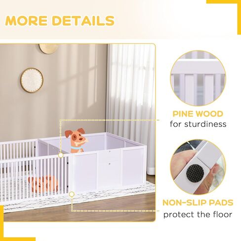 PawHut Whelping Box for Dogs Built for Mother's Comfort, Dog Whelping Pen with Removable Doors, Puppy Playpen for Indoors, Newborn Puppy Supplies & Essentials, 81" x 39" x 20", Gray in Saudi Arabia