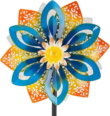 DREAMYSOUL Outdoor Metal Wind Spinner, 13 Inches Dia Hollow Pattern Wind Mills, Kinetic Wind Spinners for Yard Garden Outside Patio Lawn Decor in Kuwait