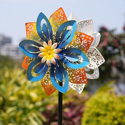DREAMYSOUL Outdoor Metal Wind Spinner, 13 Inches Dia Hollow Pattern Wind Mills, Kinetic Wind Spinners for Yard Garden Outside Patio Lawn Decor in Kuwait
