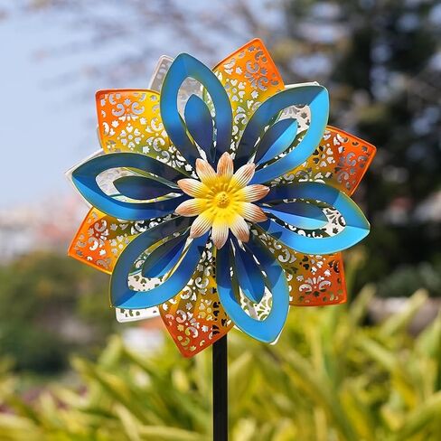 DREAMYSOUL Outdoor Metal Wind Spinner, 13 Inches Dia Hollow Pattern Wind Mills, Kinetic Wind Spinners for Yard Garden Outside Patio Lawn Decor in Kuwait