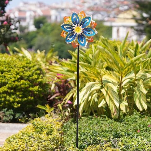 DREAMYSOUL Outdoor Metal Wind Spinner, 13 Inches Dia Hollow Pattern Wind Mills, Kinetic Wind Spinners for Yard Garden Outside Patio Lawn Decor in Kuwait