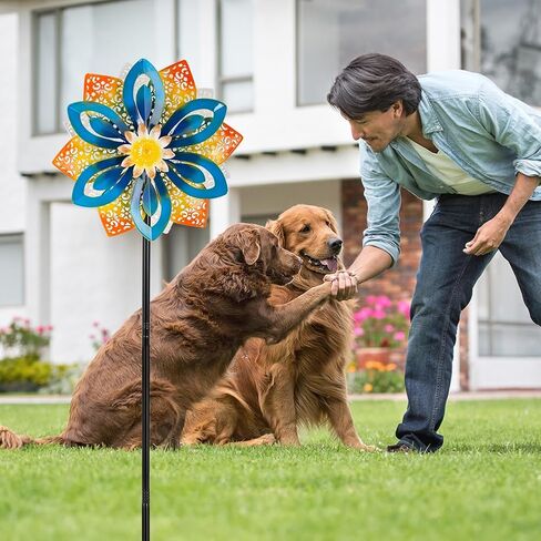 DREAMYSOUL Outdoor Metal Wind Spinner, 13 Inches Dia Hollow Pattern Wind Mills, Kinetic Wind Spinners for Yard Garden Outside Patio Lawn Decor in Kuwait