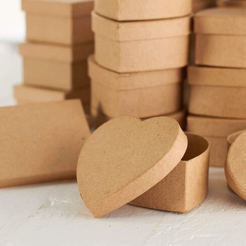Factory Direct Craft Paper Mache Assorted Box - (24 Pcs) Papier Mache Boxes with Lids - Unfinished Premade Assorted Craft Box to Paint, Decoupage, and Decorate - Boxes for Jewelry, Crafts, and More in Saudi Arabia