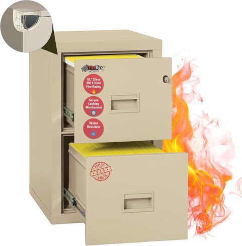 FireKing Turtle Vertical 4 Drawer Legal and Letter Fire Safe File Cabinet with Key Lock, 1 Hour Fire Rated, UL Rated & Water Resistant Home Safe, Filing Cabinet, Made in The USA, Black in Saudi Arabia