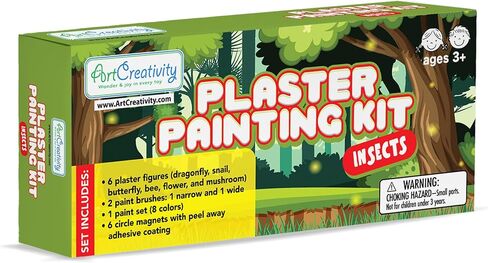 ArtCreativity Insect Plaster Painting Kit for Kids - 6 Garden-Inspired Plaster Figurines, 2 Paint Sets, 2 Brushes, and 6 Circle Magnets for Display - 8 Different Paint Colors - Kids Painting Set in Kuwait