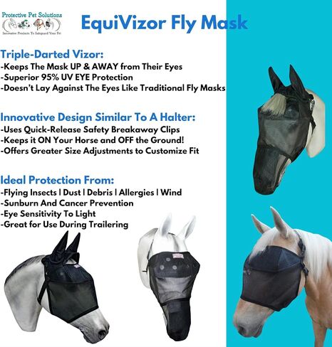 EquiVizor 95% UV Eye Protection (Full) Horse Fly Mask with Ears. Designed to Stay On Your Horse, Off The Ground. in Saudi Arabia