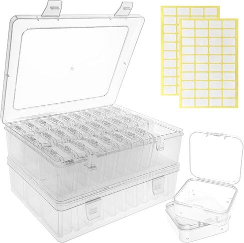 Bead Organizer Box – Small Bead Storage Containers, Mini Clear Plastic Storage Boxes with Hinged Lids, Rectangle Craft Case for Jewelry, DIY Beading, Nail Art, and Small Parts (31 PCS) in Kuwait