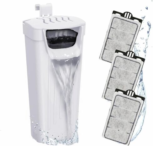 Turtle Tank Filter 74GPH, Low Water Level Turtle Tank 3.5W Fish Tank Aquarium Filters for Small Tanks up to 15 Gallons Include 3 Replacement Cartridges.(Black) in Kuwait