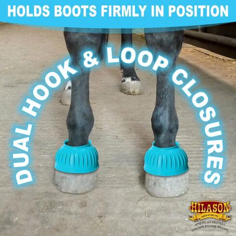 HILASON Western Horse Rubber PVC Ribbed Double Hook and Loop Bell Boots Training Protective Shock Absorbing Leg Bell Boots in Kuwait