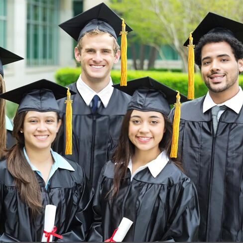 10pcs Yellow Graduation Tassels Grad Cap Decors with 10pcs Golden 2025 Year Charm Pendants for 2025 Graduates Graduation Hats Ceremonies Parties Decorations Souvenirs in Saudi Arabia