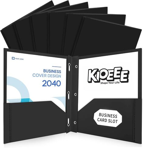 Black Heavy Duty Plastic Folders with 2 Pockets and 3 Prongs (6 Pack),Fit Letter Size Paper, Business Card Slot, Assorted Colors for School,Office and Home in Saudi Arabia