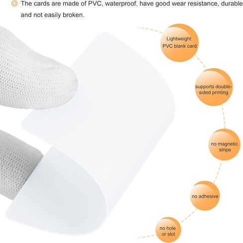 Meccanixity 200pack فارغ بطاقات PVC 20mil بطاقات ID بطاقات الائتمان الفارغة بطاقات بلاستيكية مقاومة للماء وطباعة مزدوجة الطابعة شارة الهوية ، الرسومات البيضاء in Kuwait