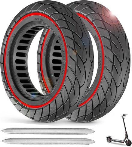 10X2 Solid Tire 50/75-6.1 Tires Replacement for Gotrax G4 GXL V2 Ninebot F25 F30 F40 F60 D40x Electric Scooter, 10x2/54-152 10 Inch Off Road Front Rear Tubeless Tire Wheel in Saudi Arabia