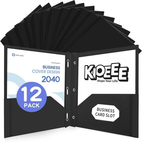Black Heavy Duty Plastic Folders with 2 Pockets and 3 Prongs (6 Pack),Fit Letter Size Paper, Business Card Slot, Assorted Colors for School,Office and Home in Saudi Arabia