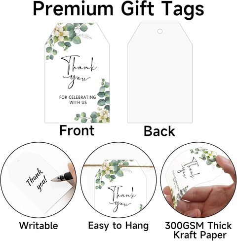 joycraft 50Pcs Thank You Tags with String, 3.3x2.1 in Purple Floral Gift Wrap Tags, White Paper Party Favor Labels, Thank You for Celebrating with Us Hangtags for Wedding, Baby Shower, Christmas in Saudi Arabia