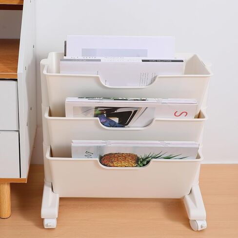 Vosarea Mobile Bookshelf Wheels Three Rolling Bookcase for Office Classroom and Home Storage Design in Kuwait