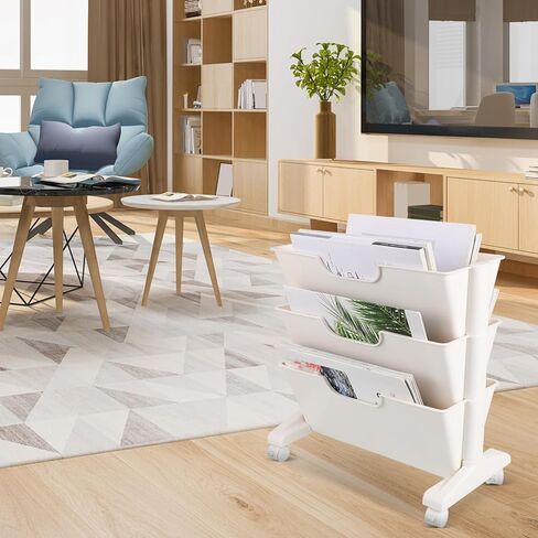 Vosarea Mobile Bookshelf Wheels Three Rolling Bookcase for Office Classroom and Home Storage Design in Kuwait