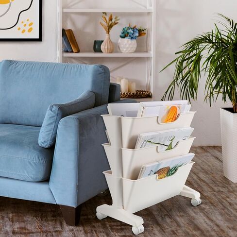 Vosarea Mobile Bookshelf Wheels Three Rolling Bookcase for Office Classroom and Home Storage Design in Kuwait