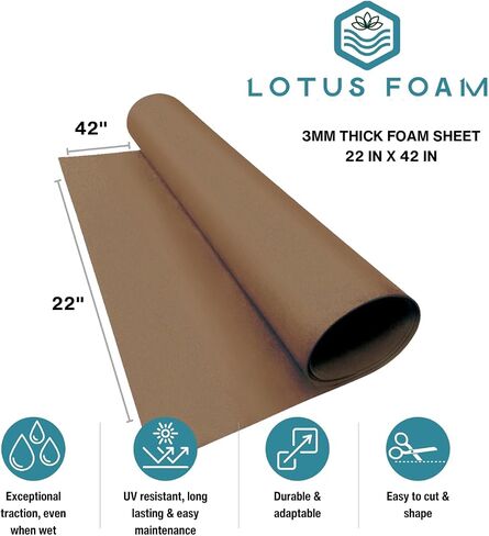 LotusFoam Large 3mm EVA Foam Sheet - 22"x 42" High Density Foam 130 kg/m3 for Cosplay, Costumes, Crafts, Flooring, Outdoor Use - 35 Colors (Pecan) in Saudi Arabia